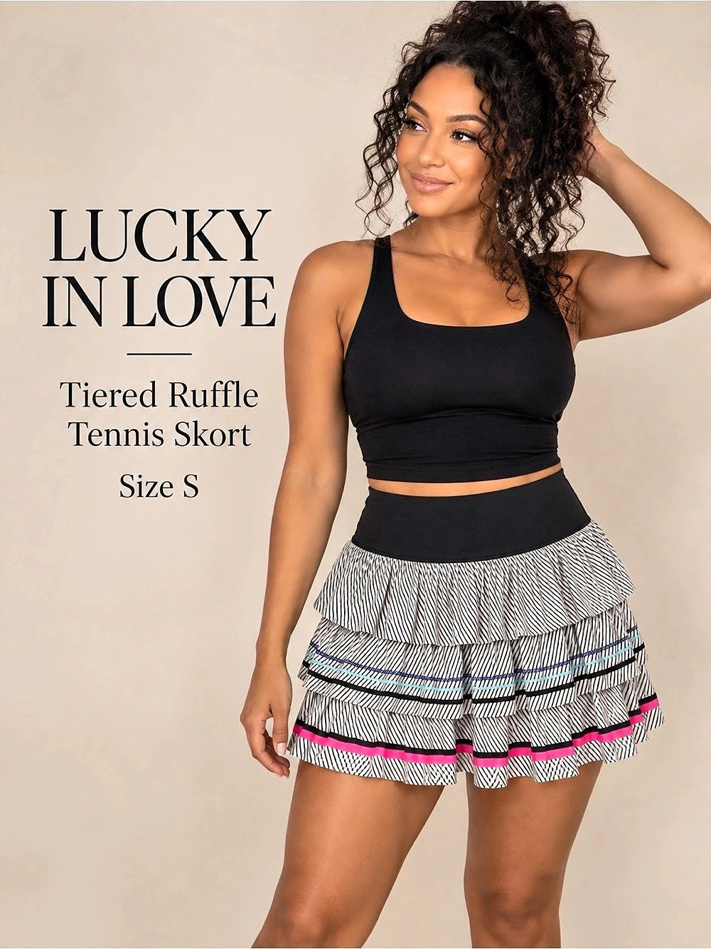 Lucky in Love Tiered Ruffle Tennis Skort Size S